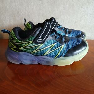 Boys Athletic Works blue and green sneakers shoes size 1